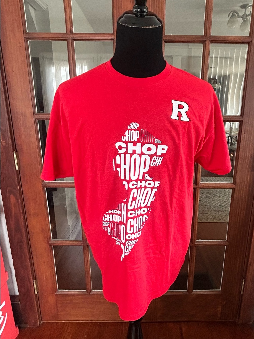Gildan Red Short Sleeve 'Chop' Graphic Tee with R Patch